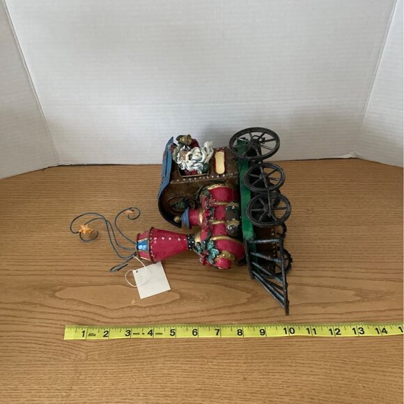 Vtg Kurt Adler Santa Claus Christmas Train Tin Metal Locomotive Hand Painted - Picture 8 of 9